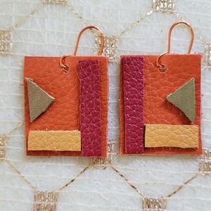 Full Grain Leather Earrings Handmade